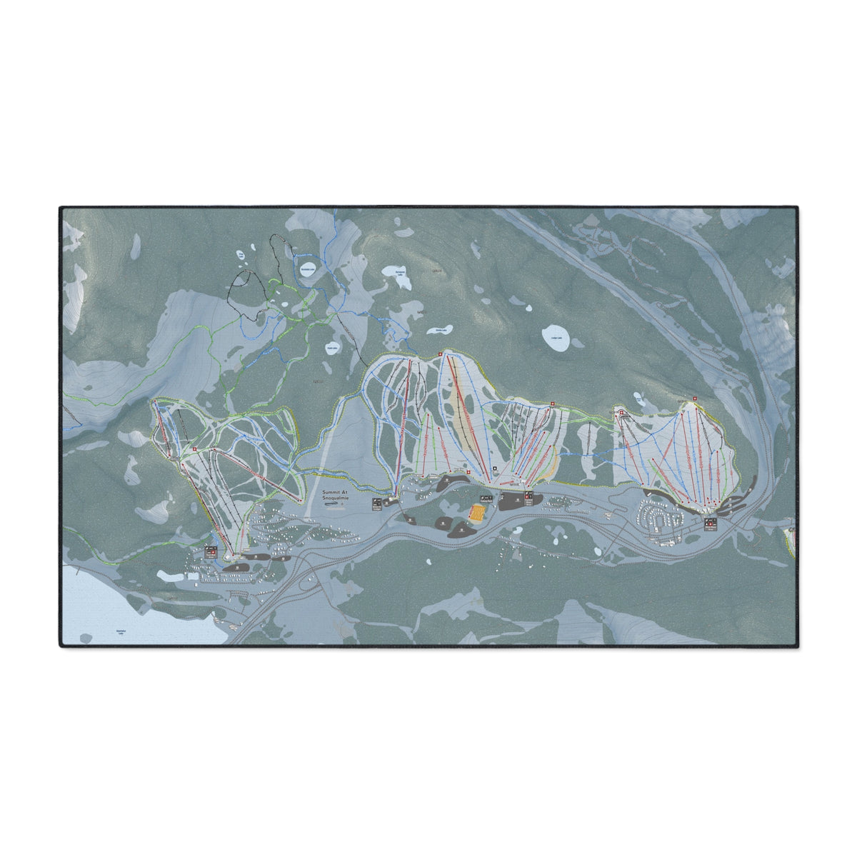 Summit At Snoqualmie, Washington Ski Resort Map Heavy Duty Floor Mat