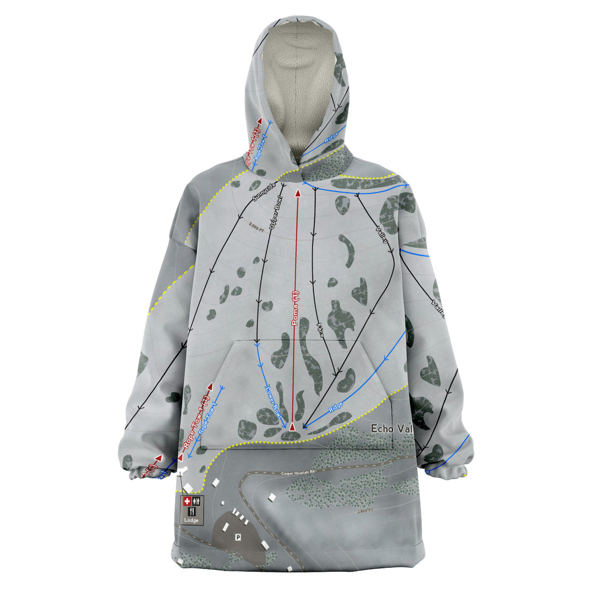 Echo Valley, Washington Ski Trail Map - Snug Hoodie - Powderaddicts