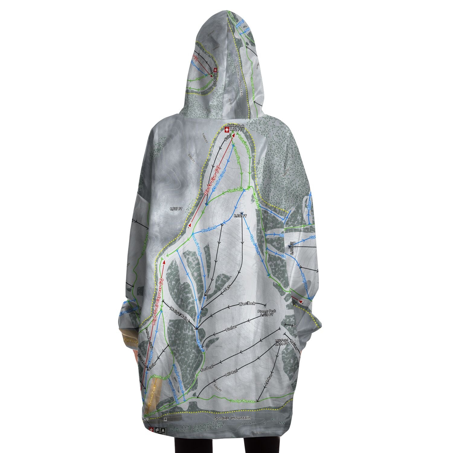 Soldier Mountain, Idaho Ski Trail Map - Snug Hoodie