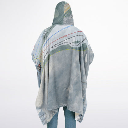 Mt Pisgah, New York Ski Resort Map Flannel Blanket Poncho