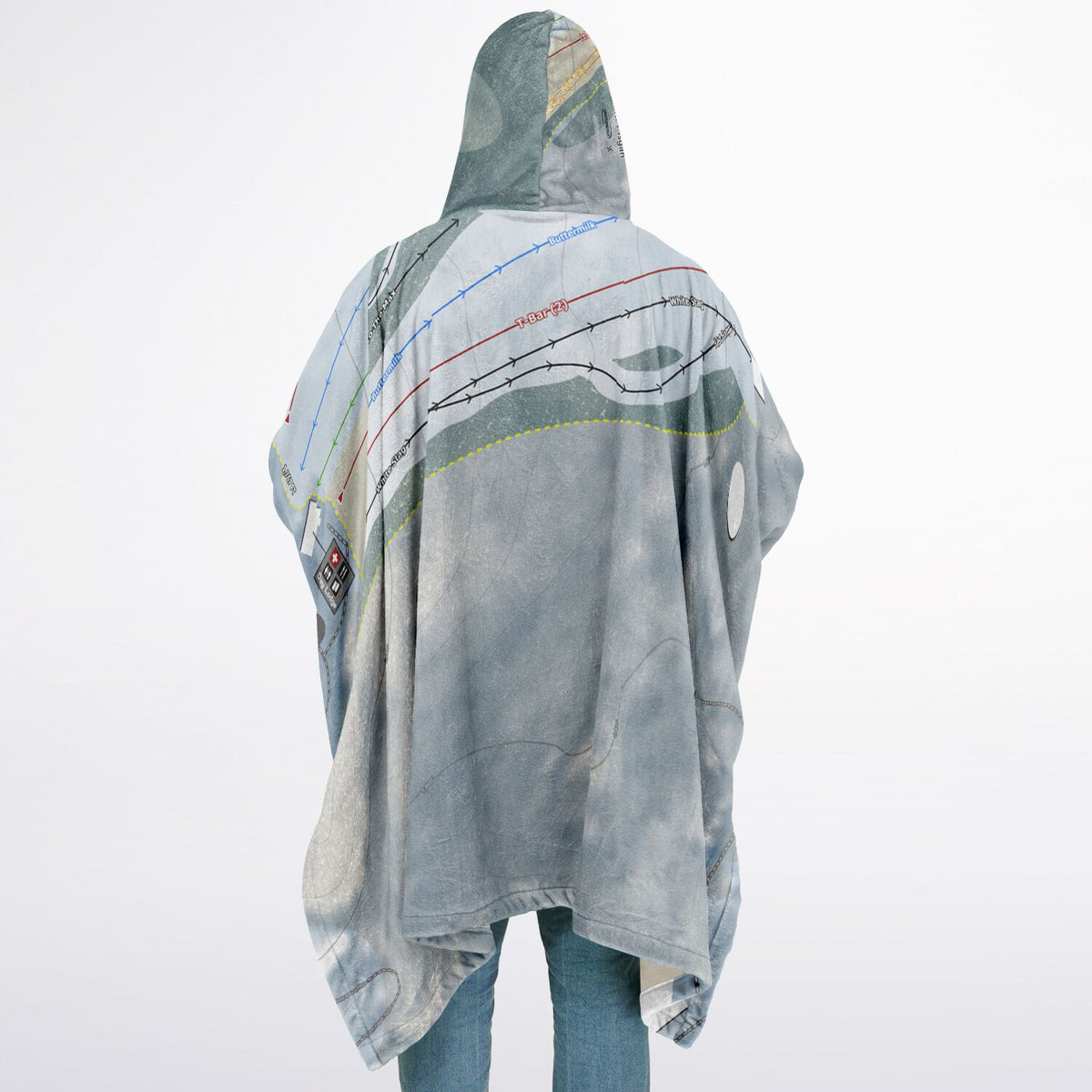Mt Pisgah, New York Ski Resort Map Flannel Blanket Poncho
