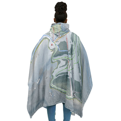 Thunder Ridge, New York Ski Resort Map Flannel Blanket Poncho