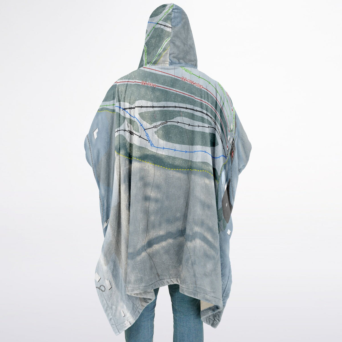 Cazenovia, New York Ski Resort Map Flannel Blanket Poncho