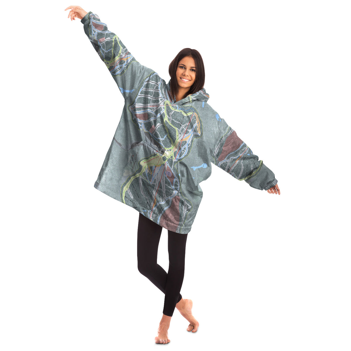 Cypress Mountain, British Columbia Ski Trail Map Snug Hoodie