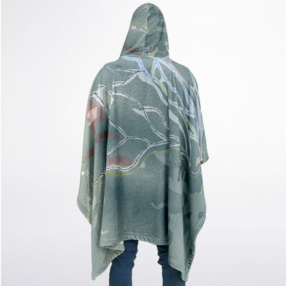 Murray Ridge, British Columbia Ski Resort Map Flannel Blanket Poncho