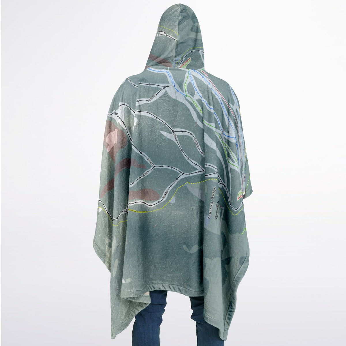 Murray Ridge, British Columbia Ski Resort Map Flannel Blanket Poncho