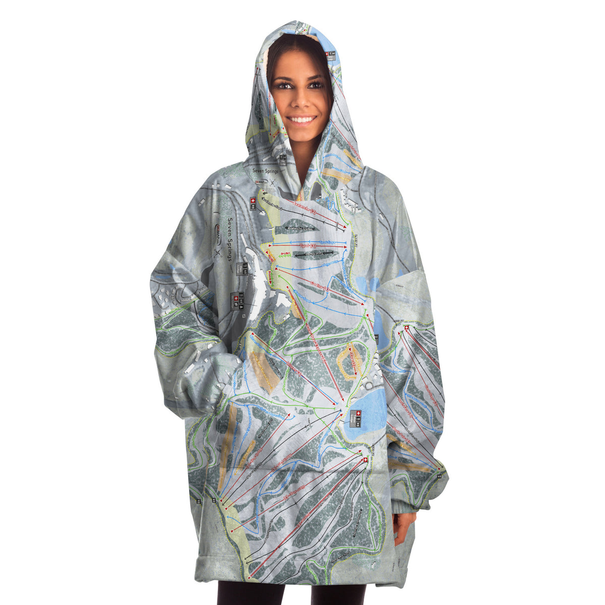 Seven Springs, Pennsylvania Ski Trail Map - Snug Hoodie