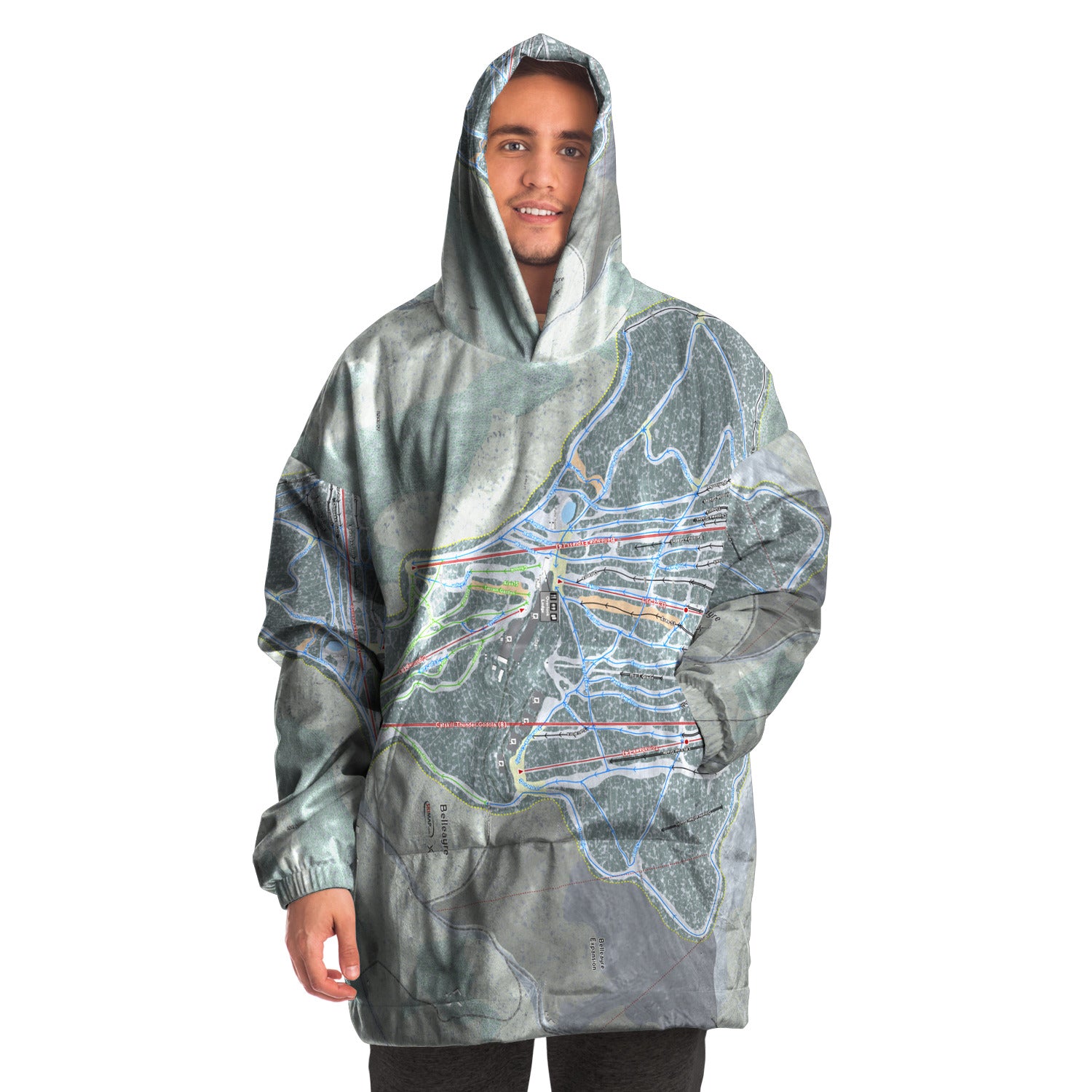 Belleayre, New York Ski Trail Map - Snug Hoodie