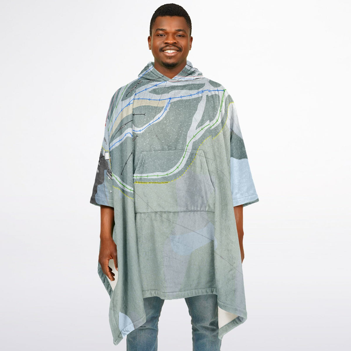 Kanasuta, Quebec Ski Resort Map Flannel Blanket Poncho