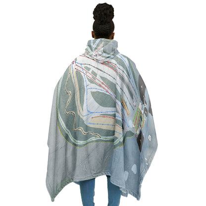Ski Brule, Michigan Ski Resort Map Flannel Blanket Poncho