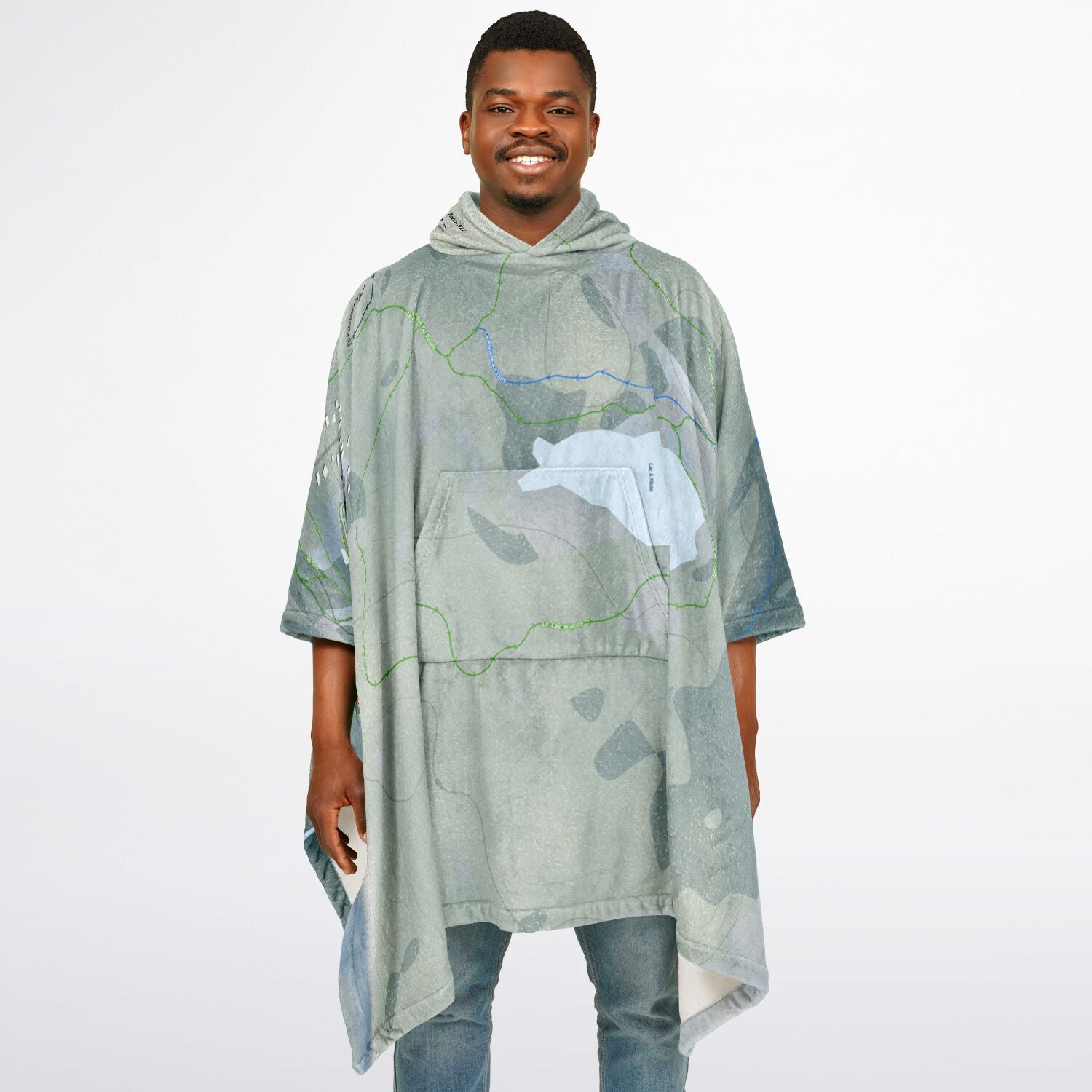 Club Tobo-Ski, Quebec Ski Resort Map Flannel Blanket Poncho