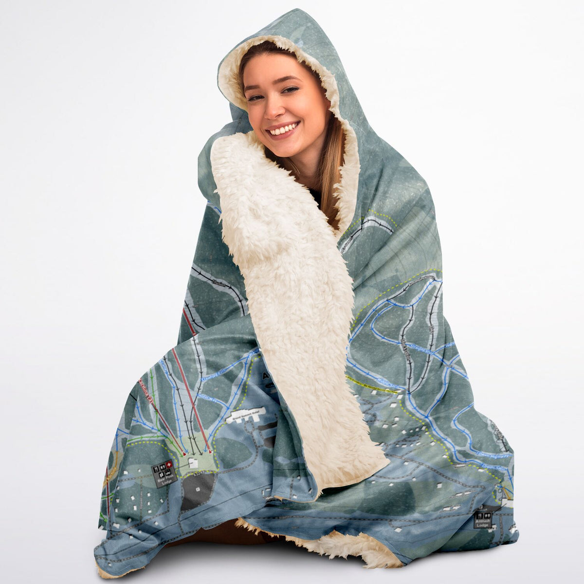 Attitash Mountain, New Hampshire Ski Trail Map - Adult Hooded Blanket