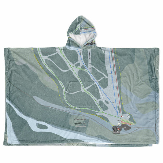 Clearwater, British Columbia Ski Resort Map Flannel Blanket Poncho