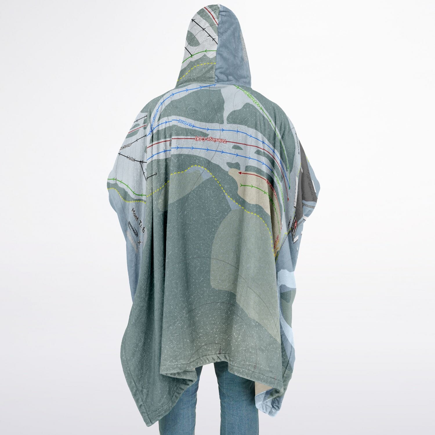 Mont Ti-Basse, Quebec Ski Resort Map Flannel Blanket Poncho
