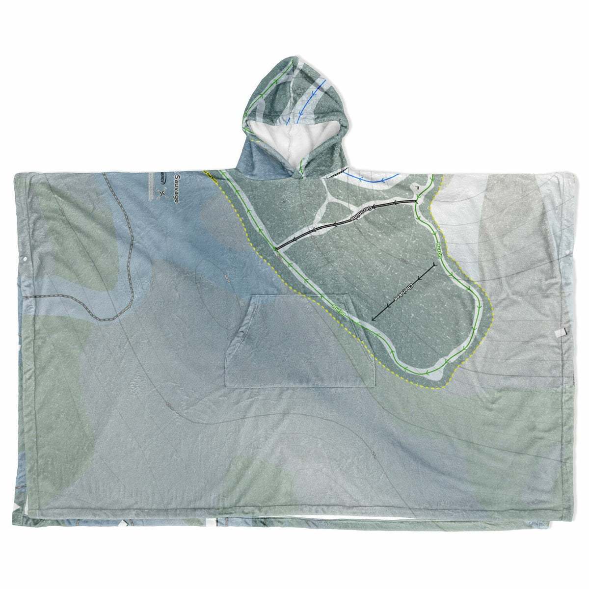 Mont Sauvage, Quebec Ski Resort Map Flannel Blanket Poncho