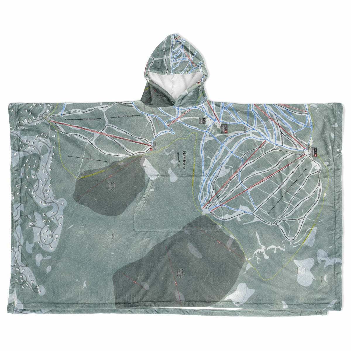 Northstar, California Ski Resort Map Flannel Blanket Poncho