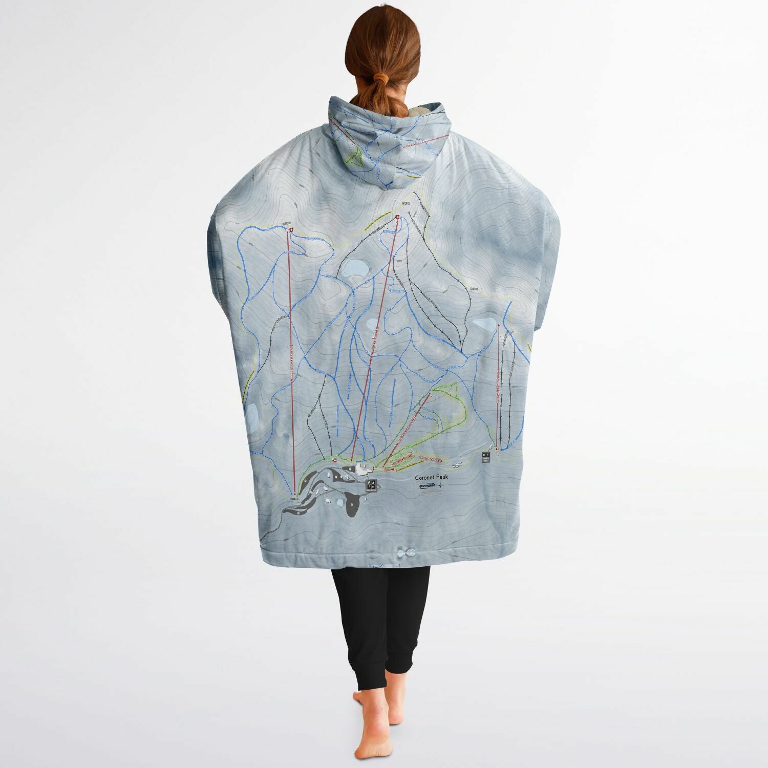 Coronet Peak, New Zealand Ski Trail Map - Snug Hoodie - Powderaddicts