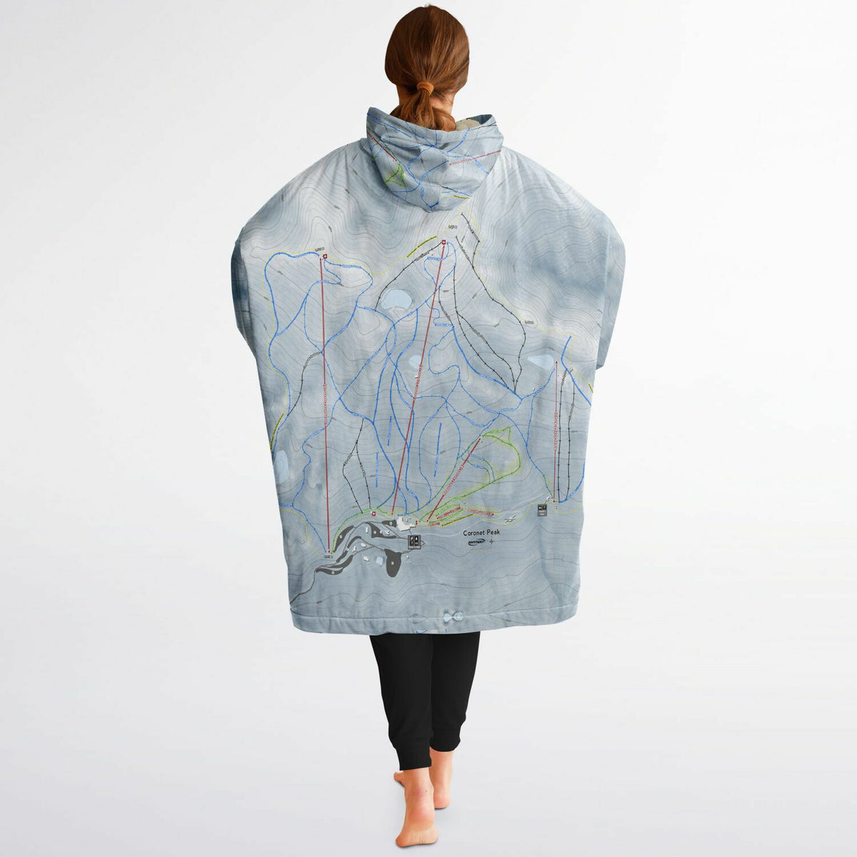 Coronet Peak, New Zealand Ski Trail Map - Snug Hoodie