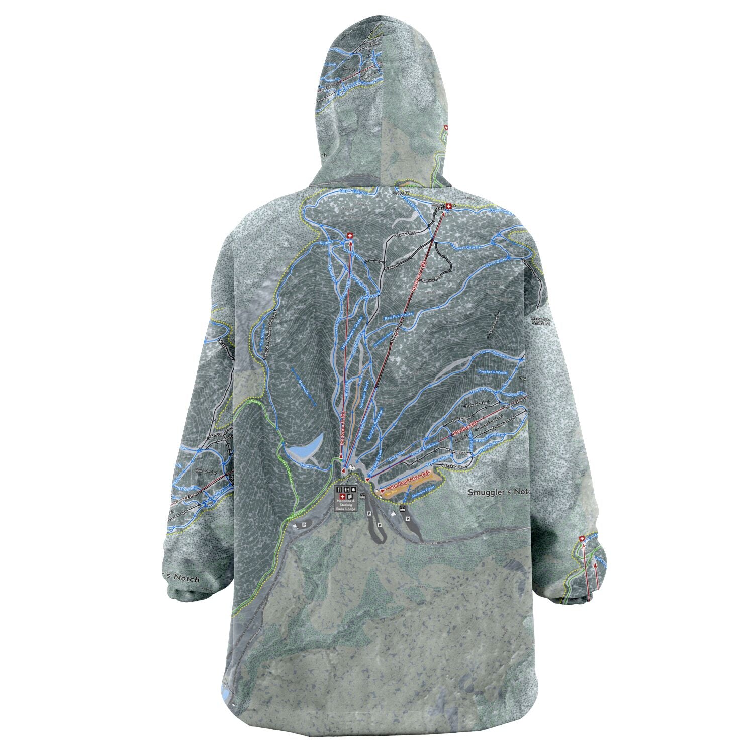 Smuggler's Notch, Vermont Ski Trail Map - Snug Hoodie - Powderaddicts