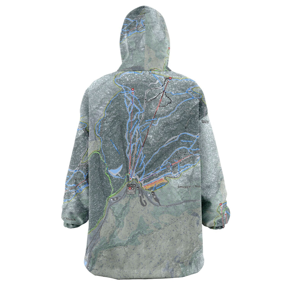 Smuggler&#39;s Notch, Vermont Ski Trail Map - Snug Hoodie