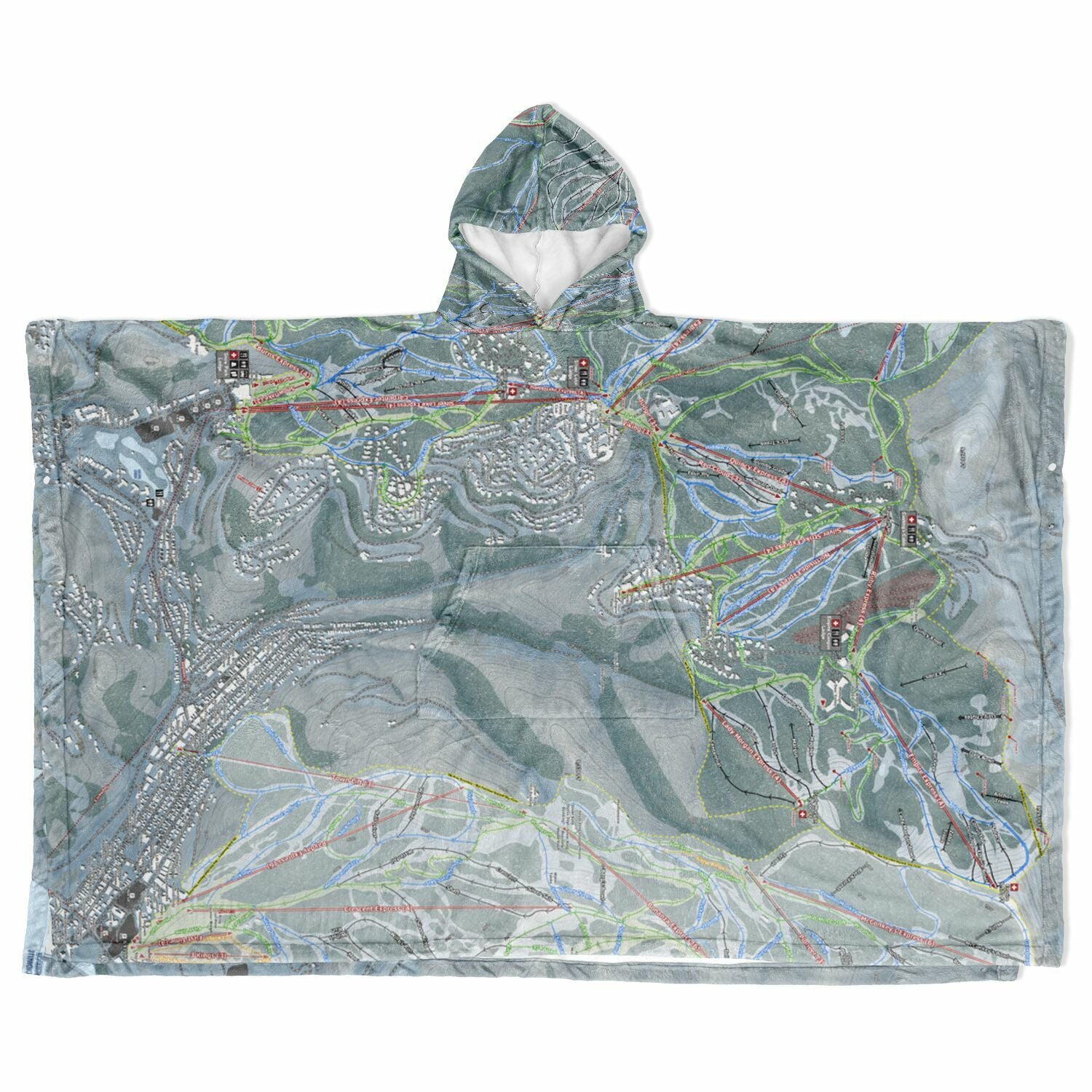 Deer Valley, Utah Ski Resort Map Flannel Blanket Poncho
