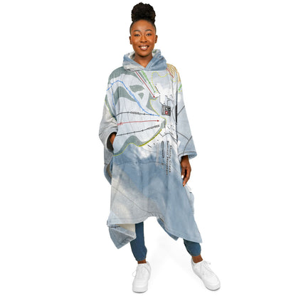 Shanty Creek Summit Mountain, Michigan Ski Resort Map Flannel Blanket Poncho