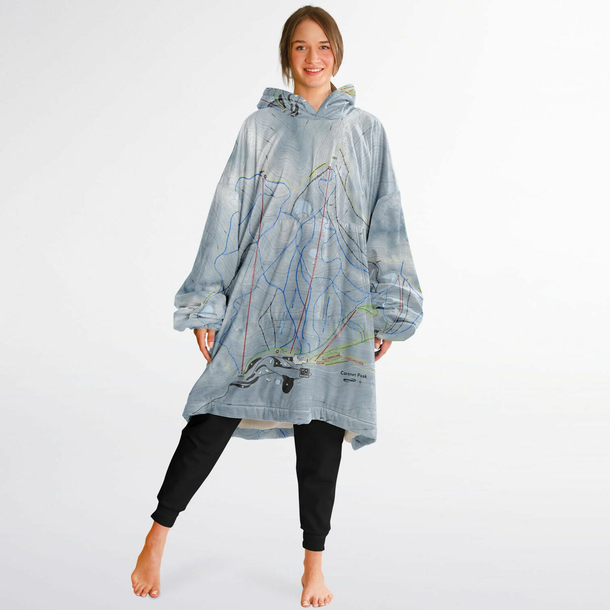 Coronet Peak, New Zealand Ski Trail Map - Snug Hoodie