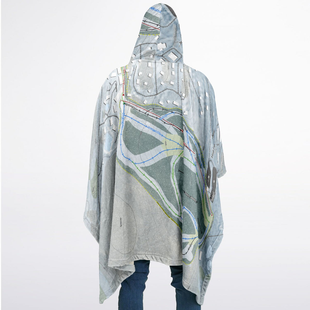 Hidden Valley, Pennsylvania Ski Resort Map Flannel Blanket Poncho