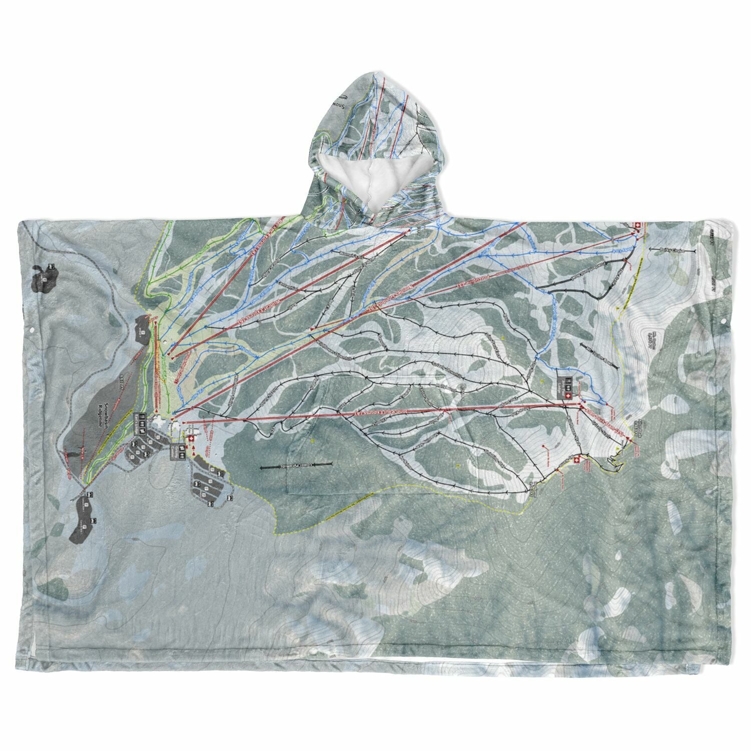 Snowbasin, Utah Ski Resort Map Flannel Blanket Poncho