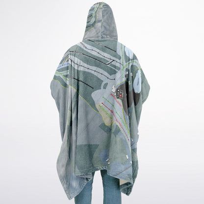 Royal Mountain, New York Ski Resort Map Flannel Blanket Poncho