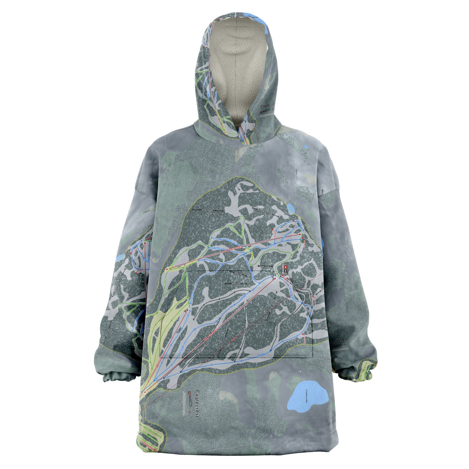 Eaglecrest, Alaska Ski Trail Map Snug Hoodie