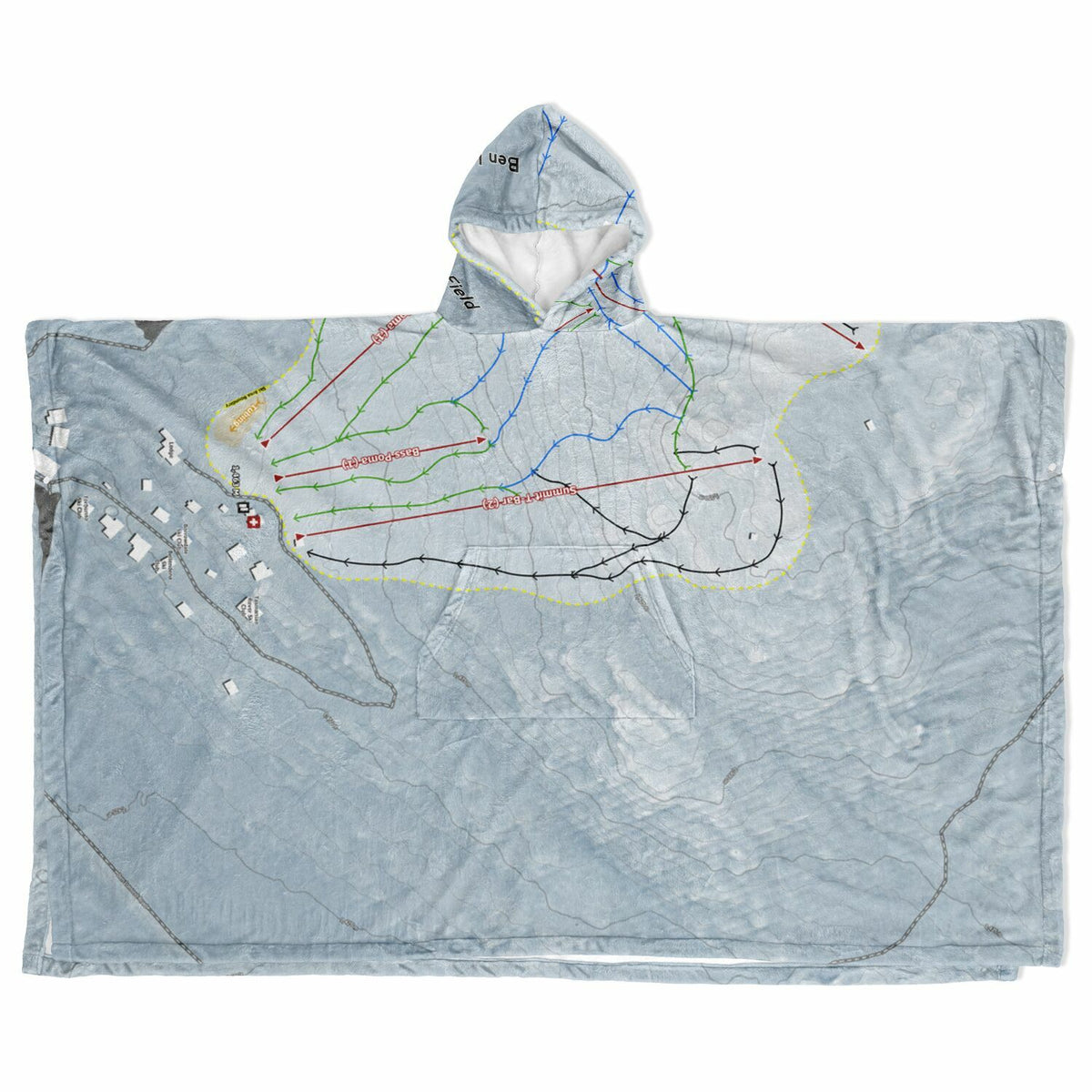 Ben Lomond Ski Resort, Australia Ski Resort Map Flannel Blanket Poncho