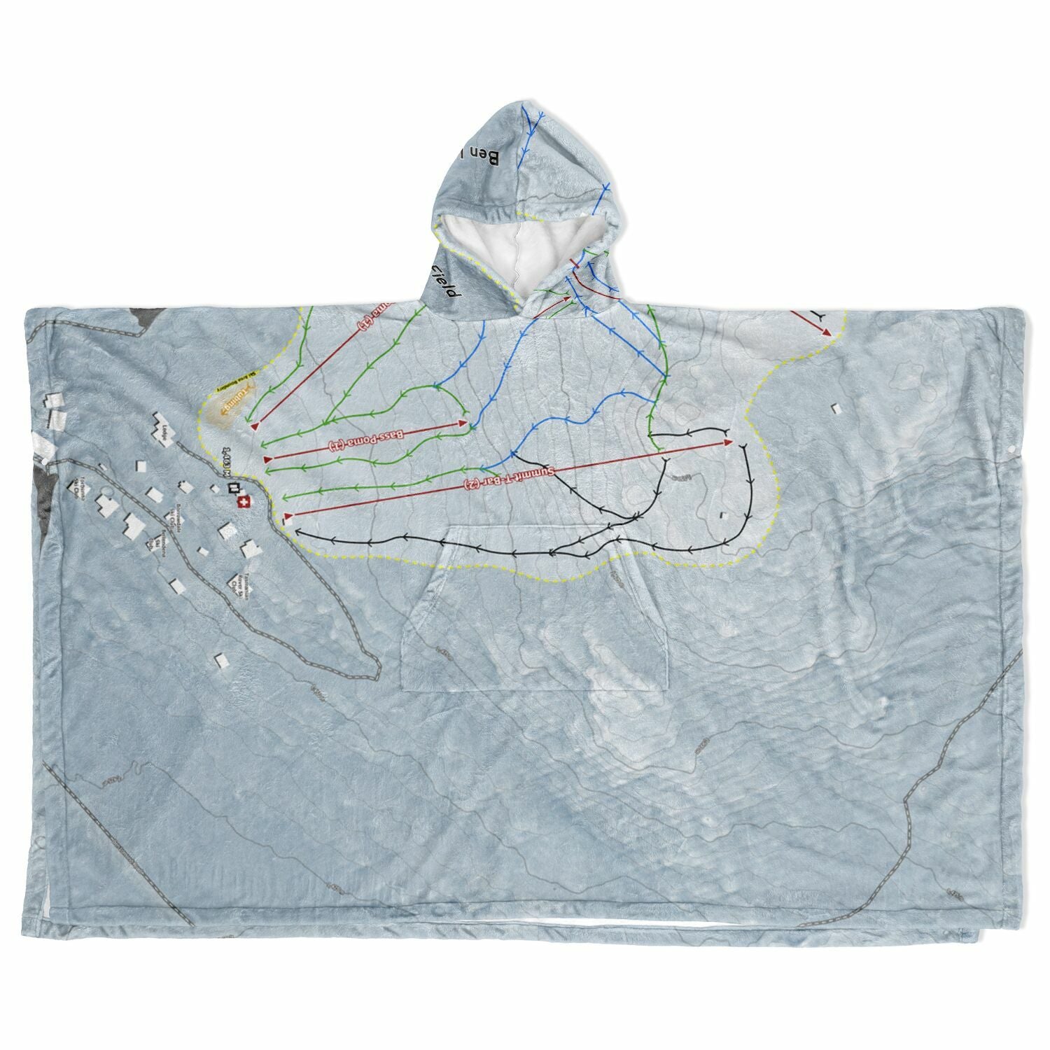 Ben Lomond Ski Resort, Australia Ski Resort Map Flannel Blanket Poncho