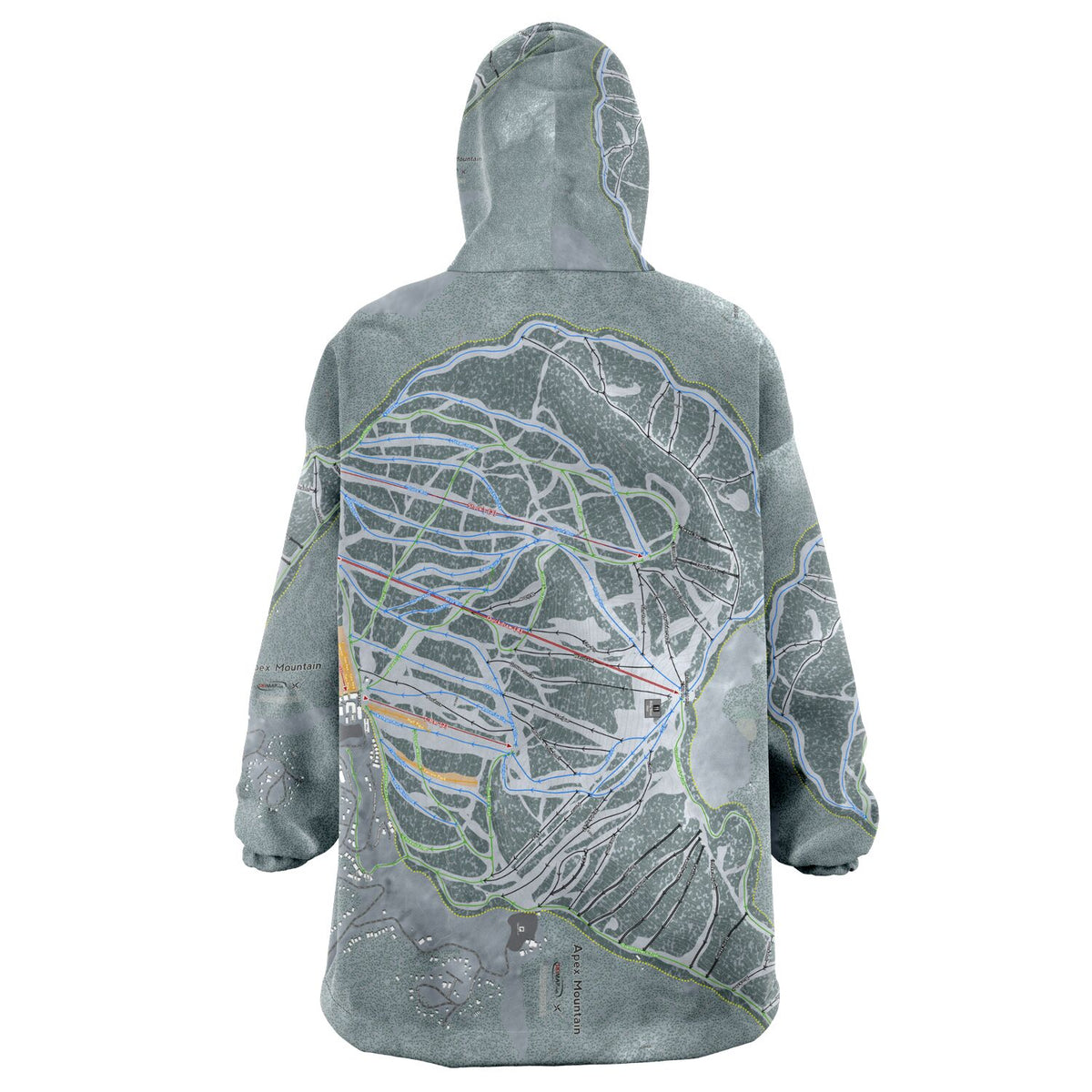 Apex Mountain, British Columbia Ski Trail Map Snug Hoodie