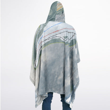 Mt Pisgah, New York Ski Resort Map Flannel Blanket Poncho