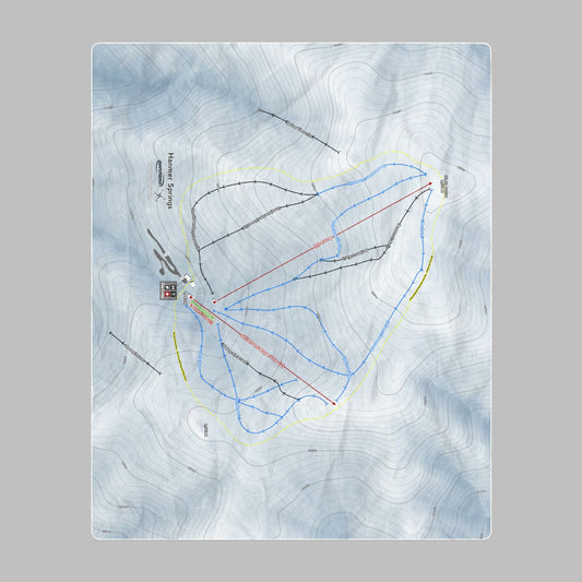 Hanmer Springs, New Zealand Ski Resort Map Printed Beach Towel