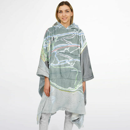 Brundage Mountain, Idaho Ski Resort Map Flannel Blanket Poncho