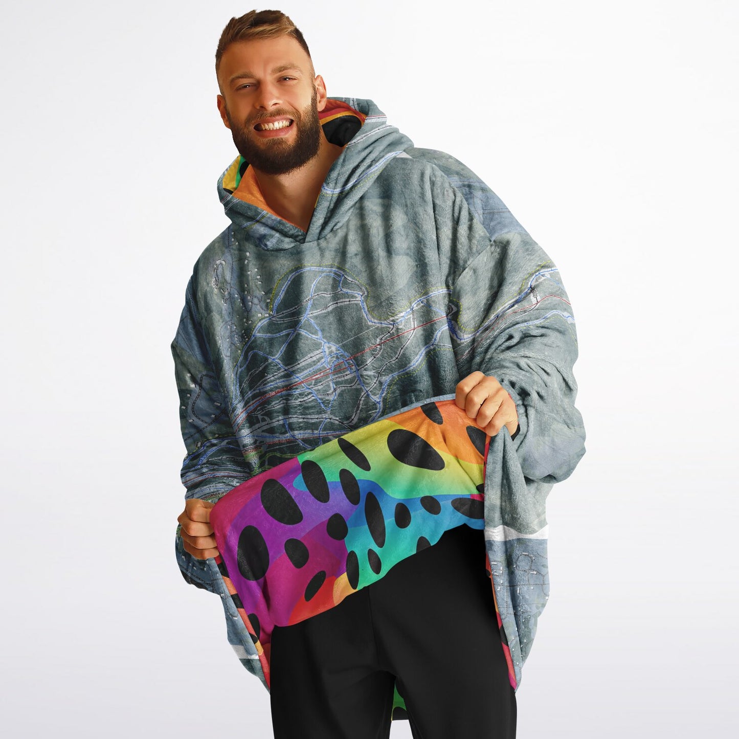 Ski Resort Map Reversible Snug Hoodie.