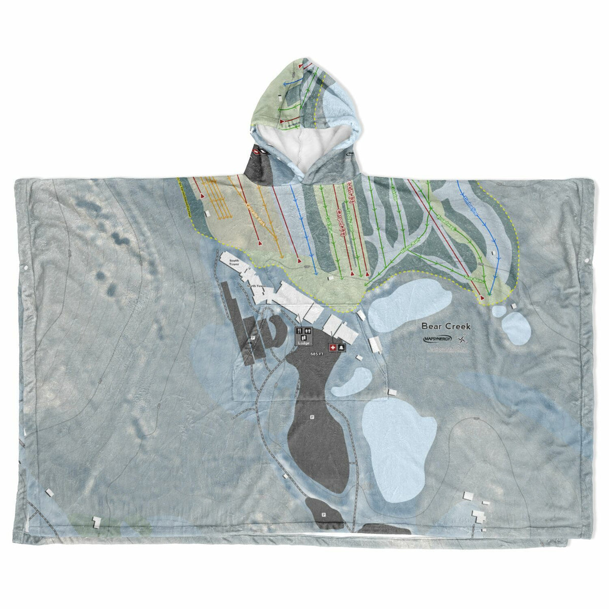 Bear Creek, Pennsylvania Ski Resort Map Flannel Blanket Poncho