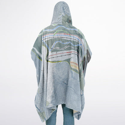 Cockaigne, New York Ski Resort Map Flannel Blanket Poncho