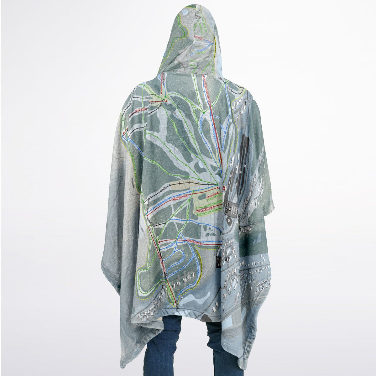 Holiday Valley, New York Ski Resort Map Flannel Blanket Poncho