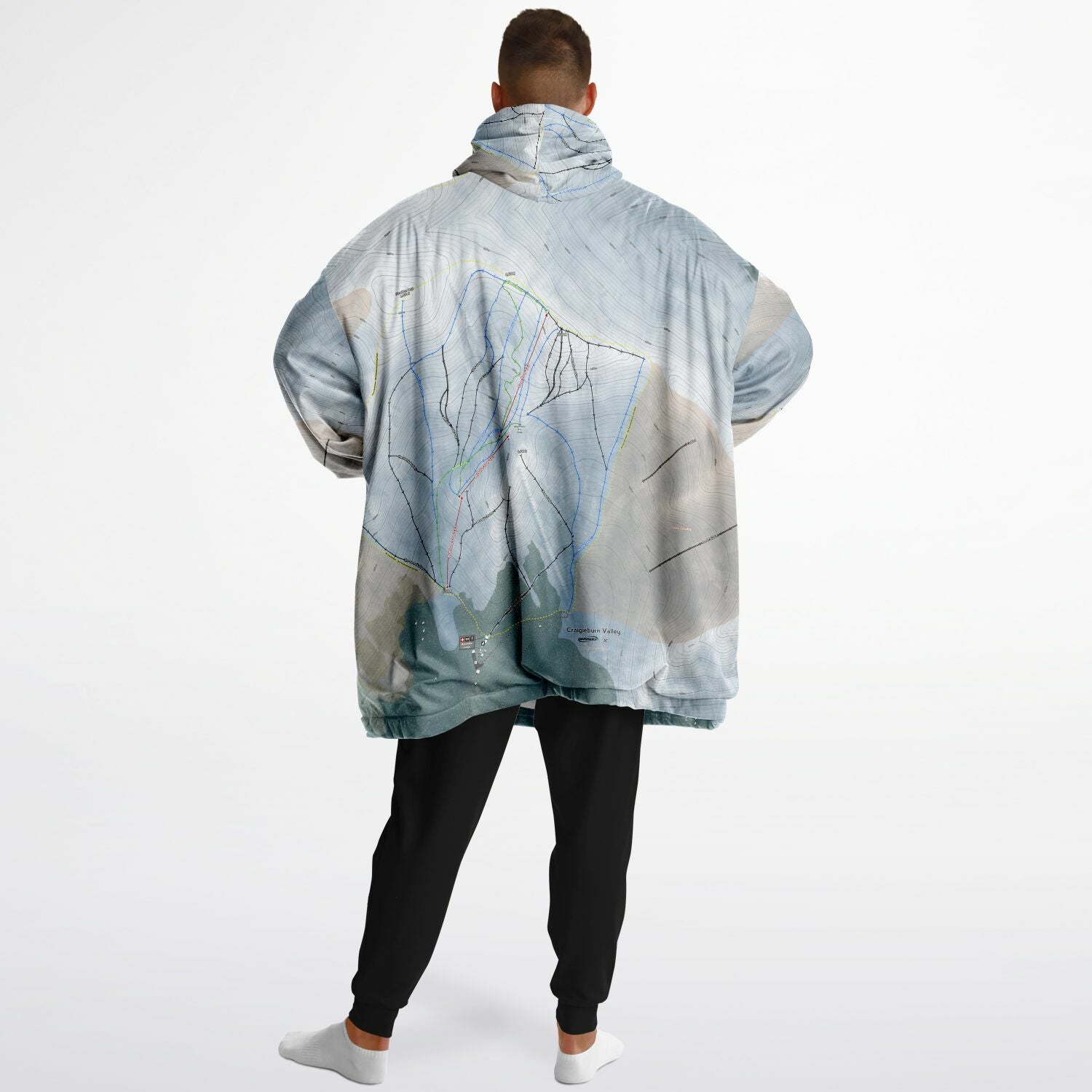 Craigieburn Valley, New Zealand Ski Trail Map - Snug Hoodie