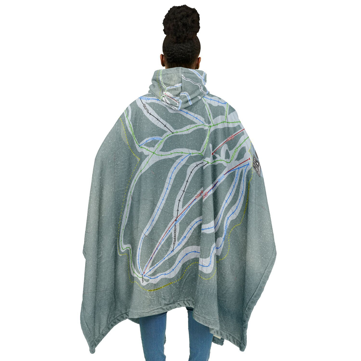 Purden Ski Village, British Columbia Ski Resort Map Flannel Blanket Poncho