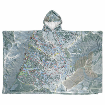 Cottonwoods, Utah Ski Resort Map Flannel Blanket Poncho