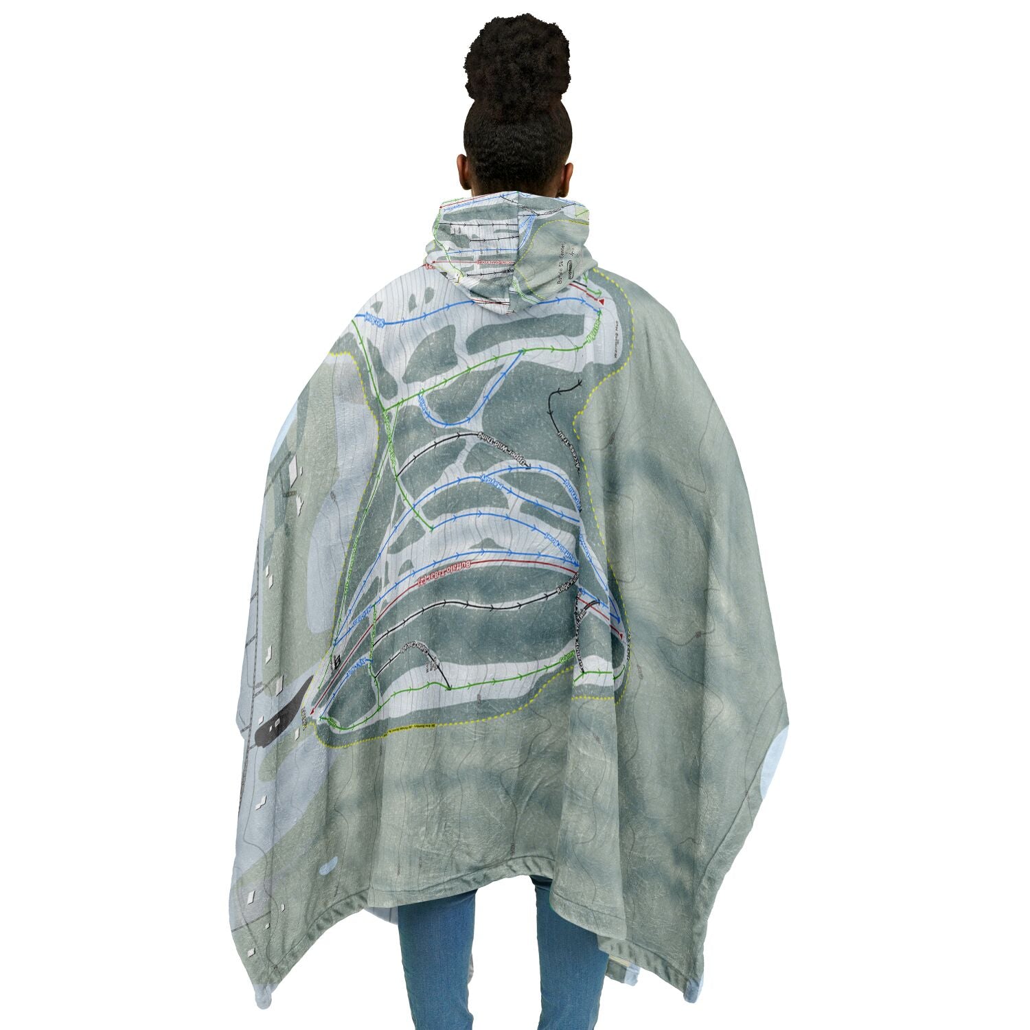 Buffalo Ski Center, New York Ski Resort Map Flannel Blanket Poncho