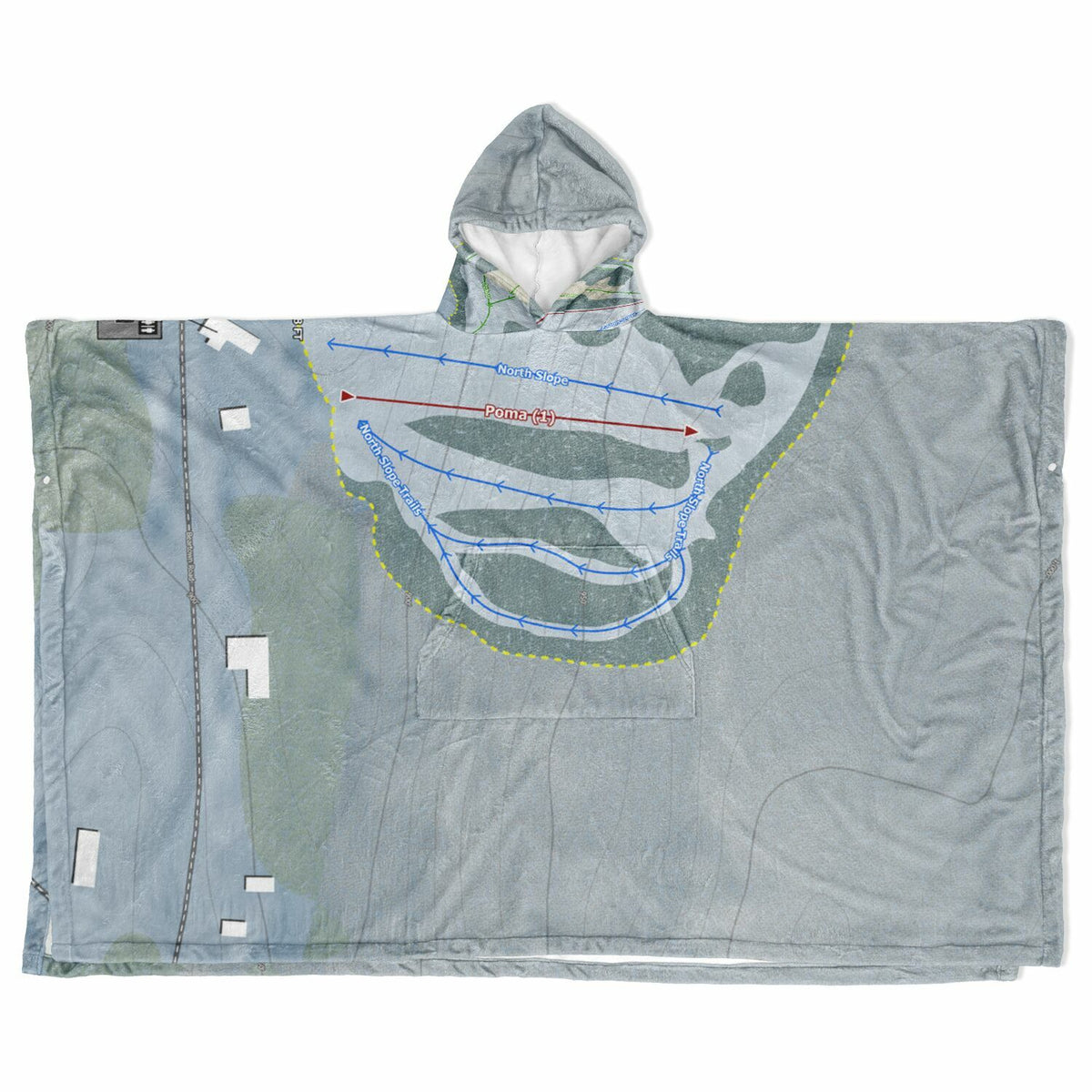 Beartown, New York Ski Resort Map Flannel Blanket Poncho