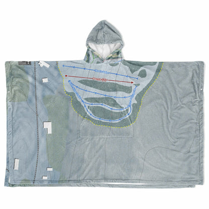 Beartown, New York Ski Resort Map Flannel Blanket Poncho