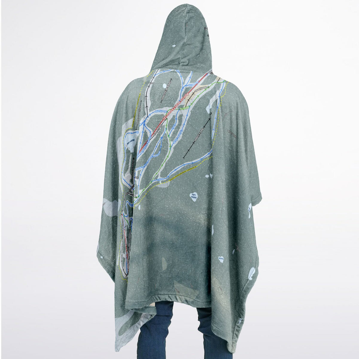 Mt Seymour, British Columbia Ski Resort Map Flannel Blanket Poncho