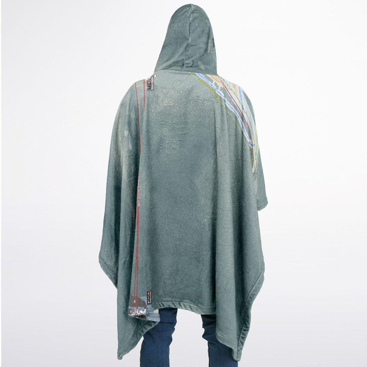 Grouse Mountain, British Columbia Ski Resort Map Flannel Blanket Poncho