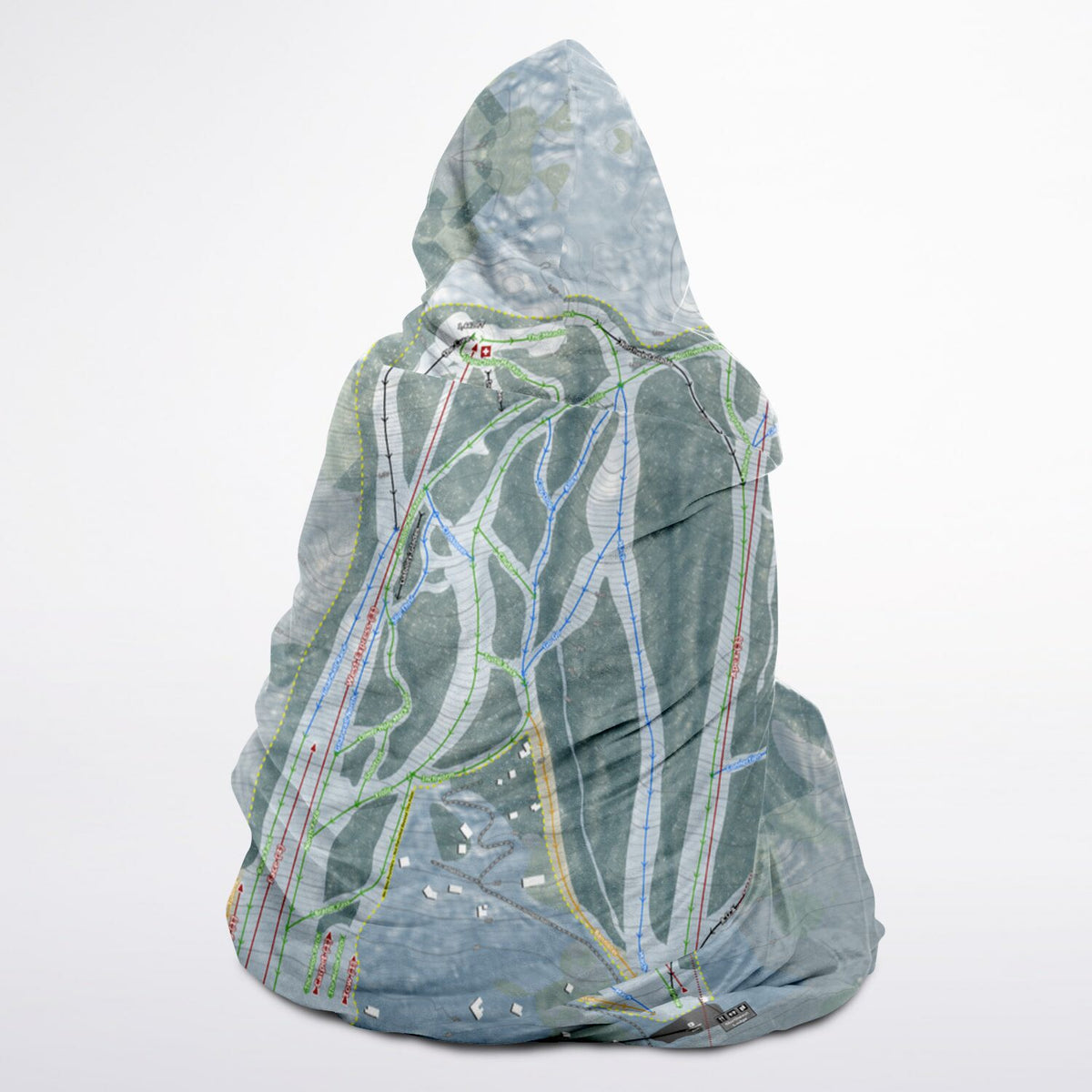 West Mountain, New York Ski Trail Map - Adult Hooded Blanket